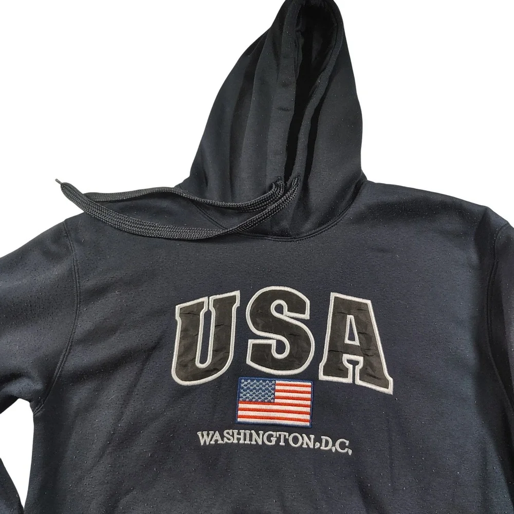USA Washington DC Mens-Womens Hoodie large Blue‎ Embroidered Logos